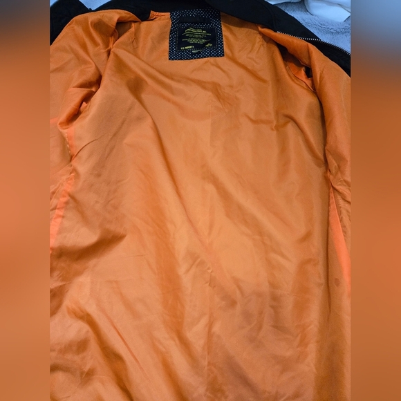 ALPHA INDUSTRIES Longline Bomber Flight Jacket With Orange Interior. Size M - Picture 11 of 16